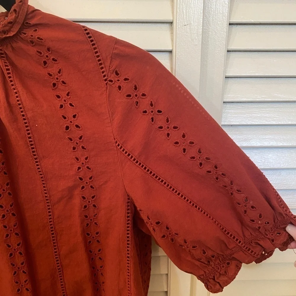 Universal Thread Rust Eyelet Blouse - Picture 1 of 5